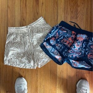 Colorful Patterned Jacket and Beige athletic shorts are 
No longer available